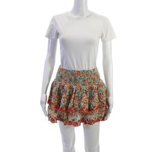 Lara Ethnics Womens Peasant Mini Skirt Green 100% Cotton Size One Size